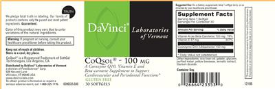 Photo of the DaVinci Laboratories Of Vermont CoQsol - 100 mg label