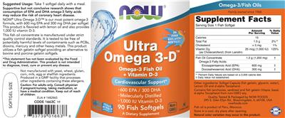 Photo of the NOW Ultra Omega 3-D label