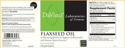 Photo of the DaVinci Laboratories Of Vermont Flax Seed Oil label
