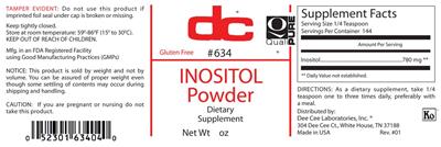 Photo of the DC Inositol Powder label