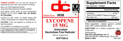 Photo of the DC Lycopene 15 mg label