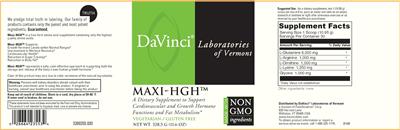 Photo of the DaVinci Laboratories of Vermont Maxi-HGH label