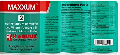 Photo of the Karuna Maxxum 2 label