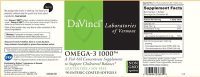 Photo of the DaVinci Laboratories Of Vermont Omega-3 1000 label