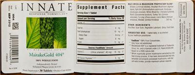 Photo of the Innate Response Formulas MaitakeGold 404 label