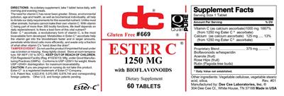 Photo of the DC Ester C 1250 mg label