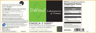 Photo of the DaVinci Laboratories Of Vermont Omega-3 1000 label