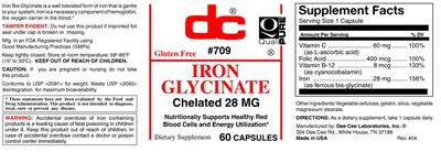 Photo of the DC Iron Glycinate label