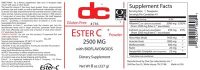 Photo of the DC Ester C Powder 2500 mg label