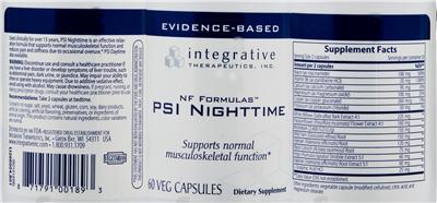 Photo of the Integrative Therapeutics NF Formulas PSI Nighttime label