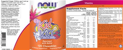 Photo of the NOW Kid Vits Berry Blast label