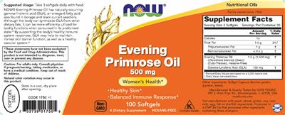Photo of the NOW Evening Primrose Oil 500 mg label