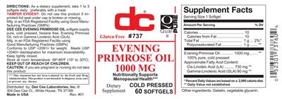 Photo of the DC Evening Primrose Oil 1000 mg label