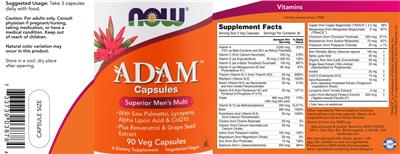 Photo of the NOW Adam Capsules label