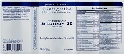 Photo of the Integrative Therapeutics Spectrum 2C without Iron label
