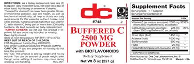 Photo of the DC Buffered C 2500 mg Powder label