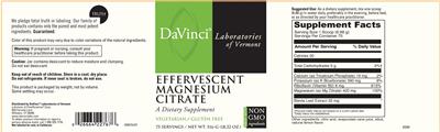 Photo of the DaVinci Laboratories of Vermont Effervescent Magnesium Citrate label
