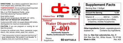Photo of the DC Natural Water Dispersible E-400 label