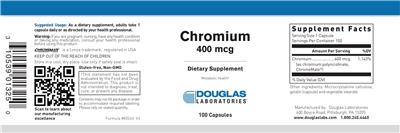 Photo of the Douglas Laboratories Chromium 400 mcg label