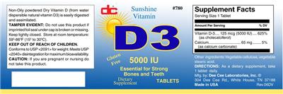 Photo of the DC D3 5000 IU label