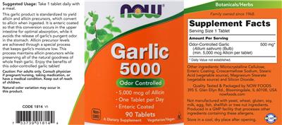 Photo of the NOW Garlic 5000 label