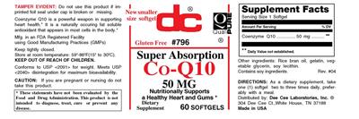 Photo of the DC Super Absorption Co-Q10 50 mg label