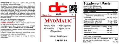 Photo of the DC MyoMalic label