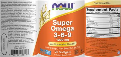 Photo of the NOW Super Omega 3-6-9 1200 mg label