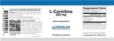 Photo of the Douglas Laboratories L-Carnitine 250 mg label