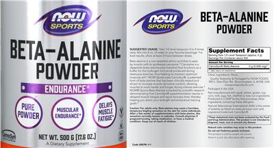 Photo of the NOW Sports Beta-Alanine Powder label