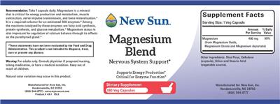 Photo of the New Sun Magnesium Blend label