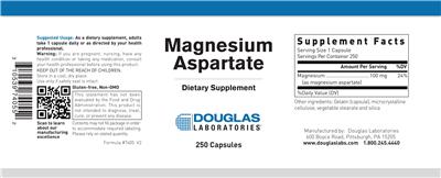 Photo of the Douglas Laboratories Magnesium Aspartate label