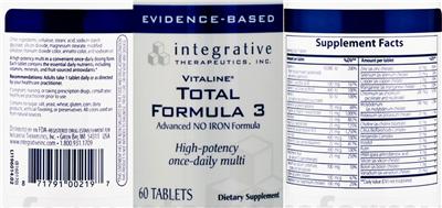 Photo of the Integrative Therapeutics Total Formula 3 label