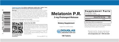 Photo of the Douglas Laboratories Melatonin P.R. 3 mg Prolonged-Release label