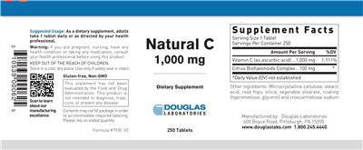 Photo of the Douglas Laboratories Natural C 1000 mg label