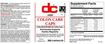 Photo of the DC Colon Care Caps label