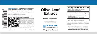 Photo of the Douglas Laboratories Olive Leaf Extract label