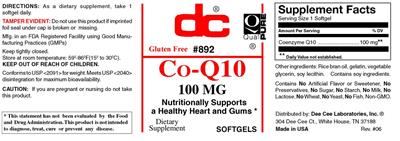 Photo of the DC Co-Q10 100 mg label