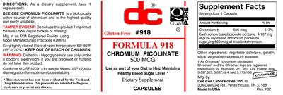 Photo of the DC Formula 918 label