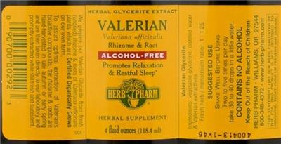 Photo of the Herb Pharm Valerian Alcohol-Free label