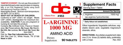 Photo of the DC L-Arginine 1000 mg label