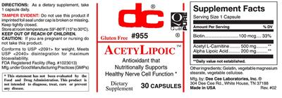 Photo of the DC AcetyLipoic label