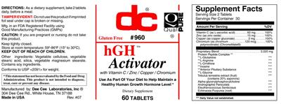 Photo of the DC hGH label