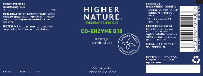 Photo of the Higher Nature Co-Enzyme Q10 label