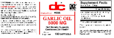 Photo of the DC Garlic Oil 5000 mg label