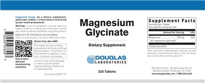 Photo of the Douglas Laboratories Magnesium Glycinate label