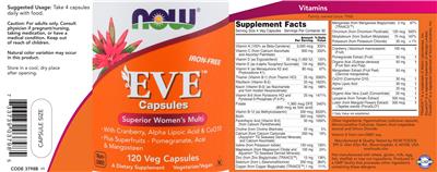 Photo of the NOW Eve Iron-Free Capsules label