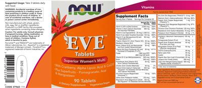 Photo of the NOW Eve Tablets label