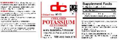 Photo of the DC Chelated Potassium Gluconate label