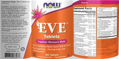 Photo of the NOW Eve Tablets label